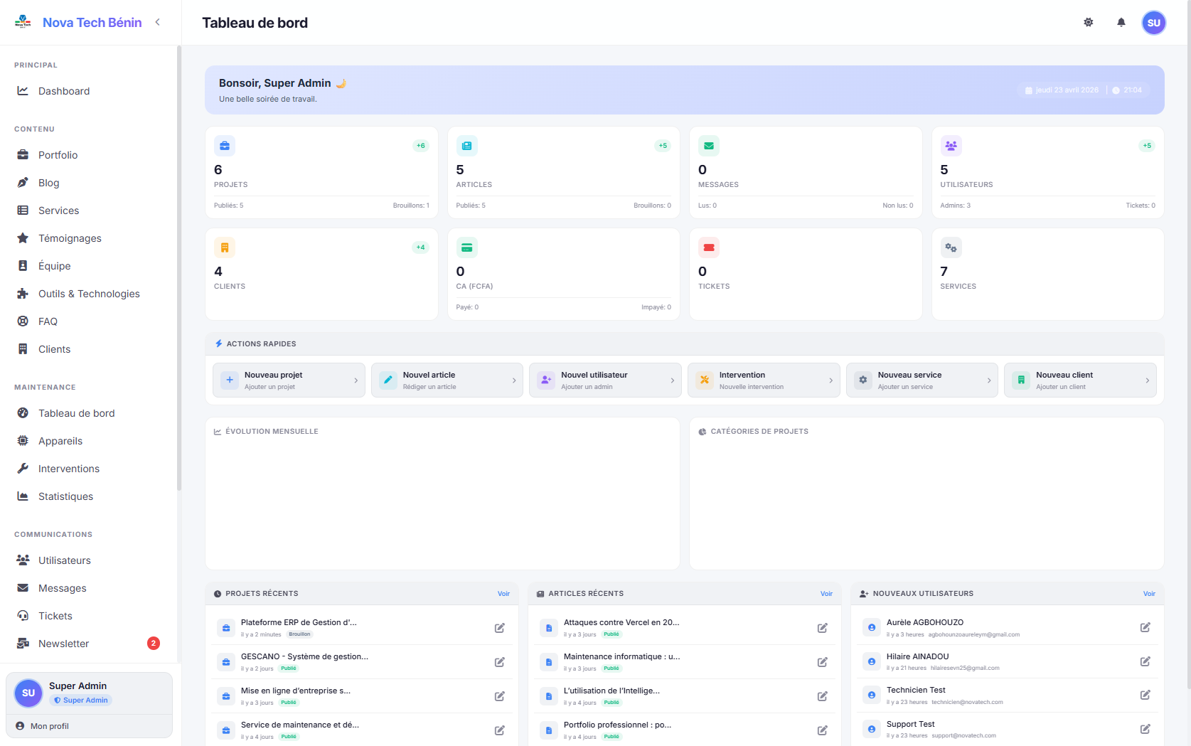 Plateforme ERP de Gestion d'Entreprise
